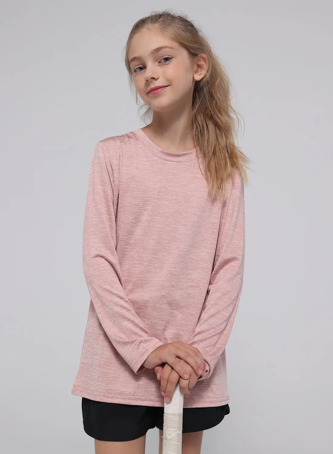 5 Pack: Youth Girls Long Sleeve Shirts Dry Fit Athletic T-Shirts Soft Active Performance Tees Tops for Kids Teens