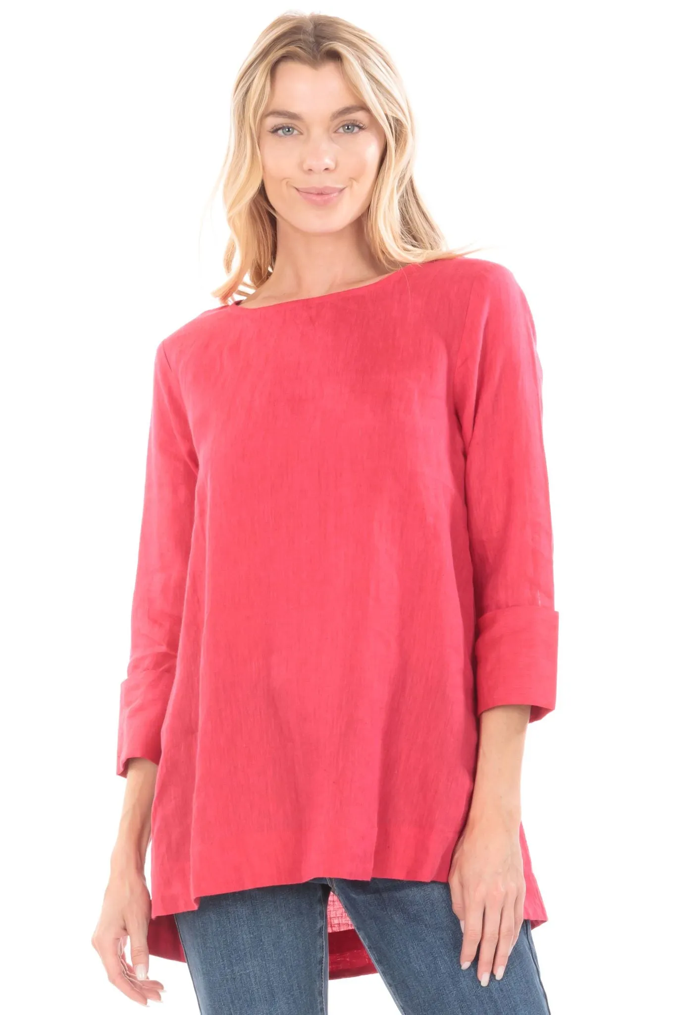 APNY Linen Fit And Flare Red Tunic