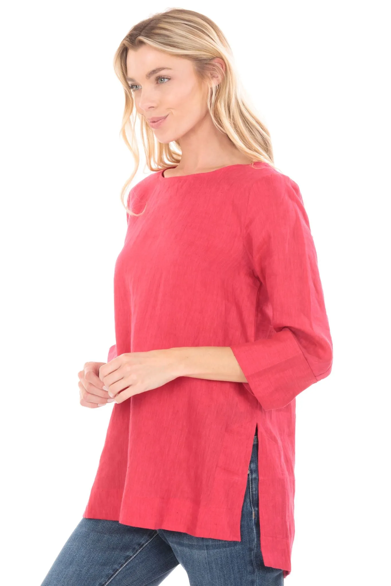 APNY Linen Fit And Flare Red Tunic
