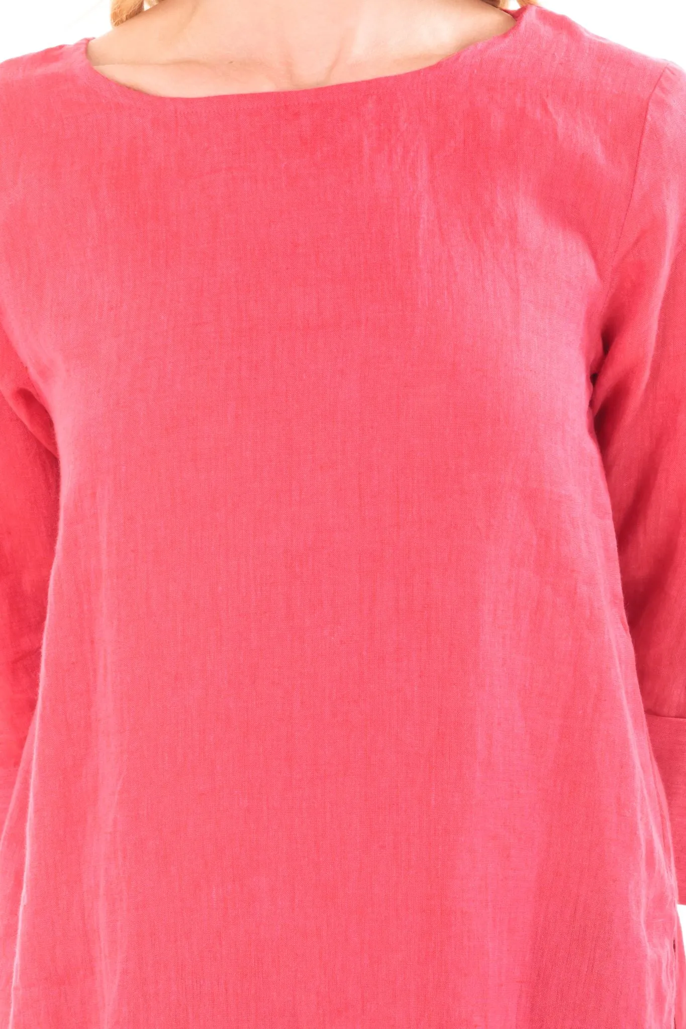 APNY Linen Fit And Flare Red Tunic