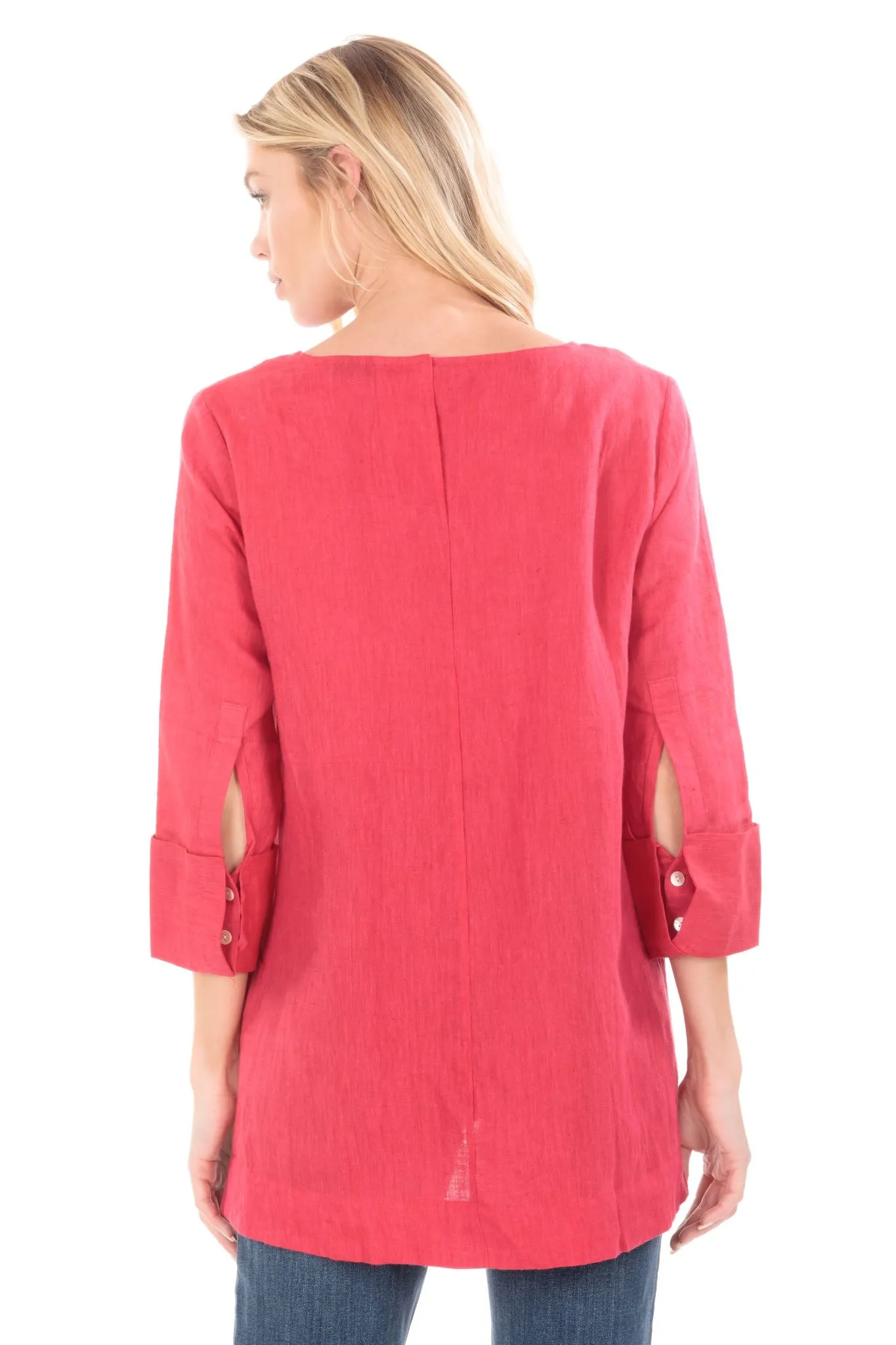 APNY Linen Fit And Flare Red Tunic