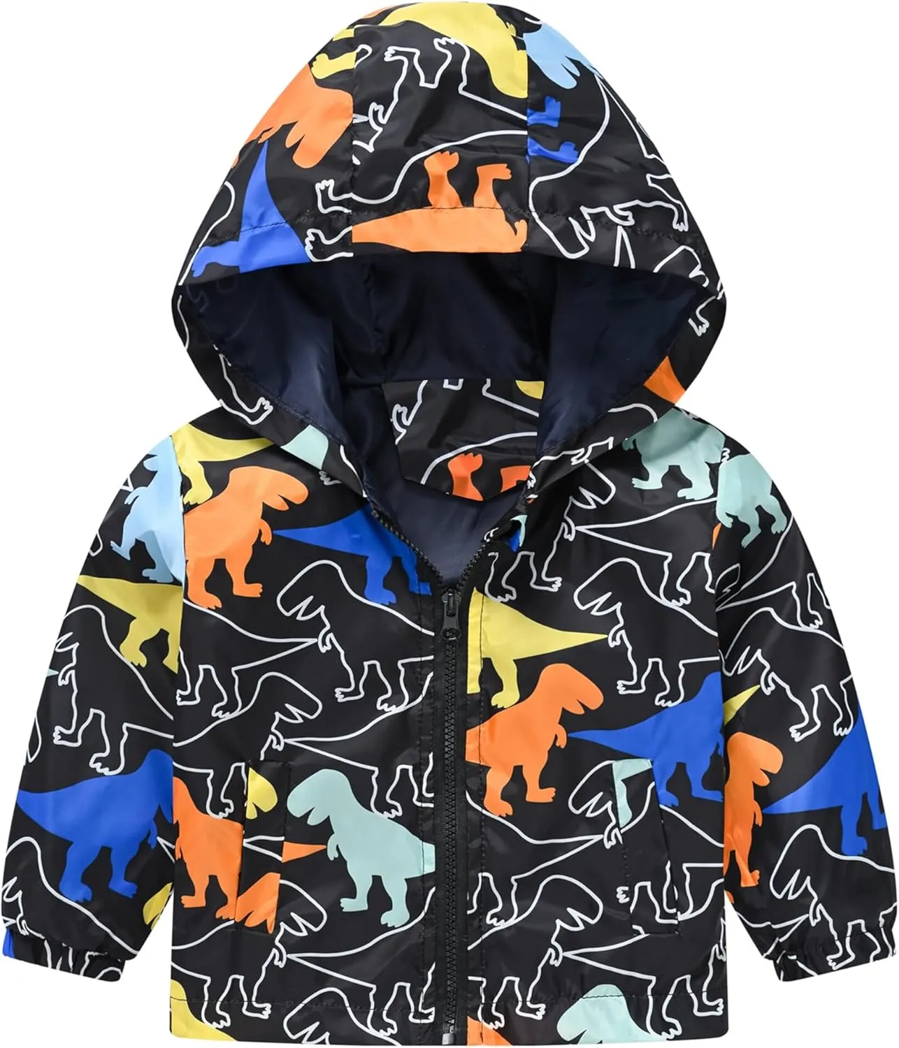 AUBIG Kids Lightweight Windbreaker Zipper Hooded Jackets Coat Long Sleeve Cartoon Print Trench Spring Fall Outerwear