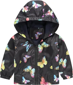 AUBIG Kids Lightweight Windbreaker Zipper Hooded Jackets Coat Long Sleeve Cartoon Print Trench Spring Fall Outerwear