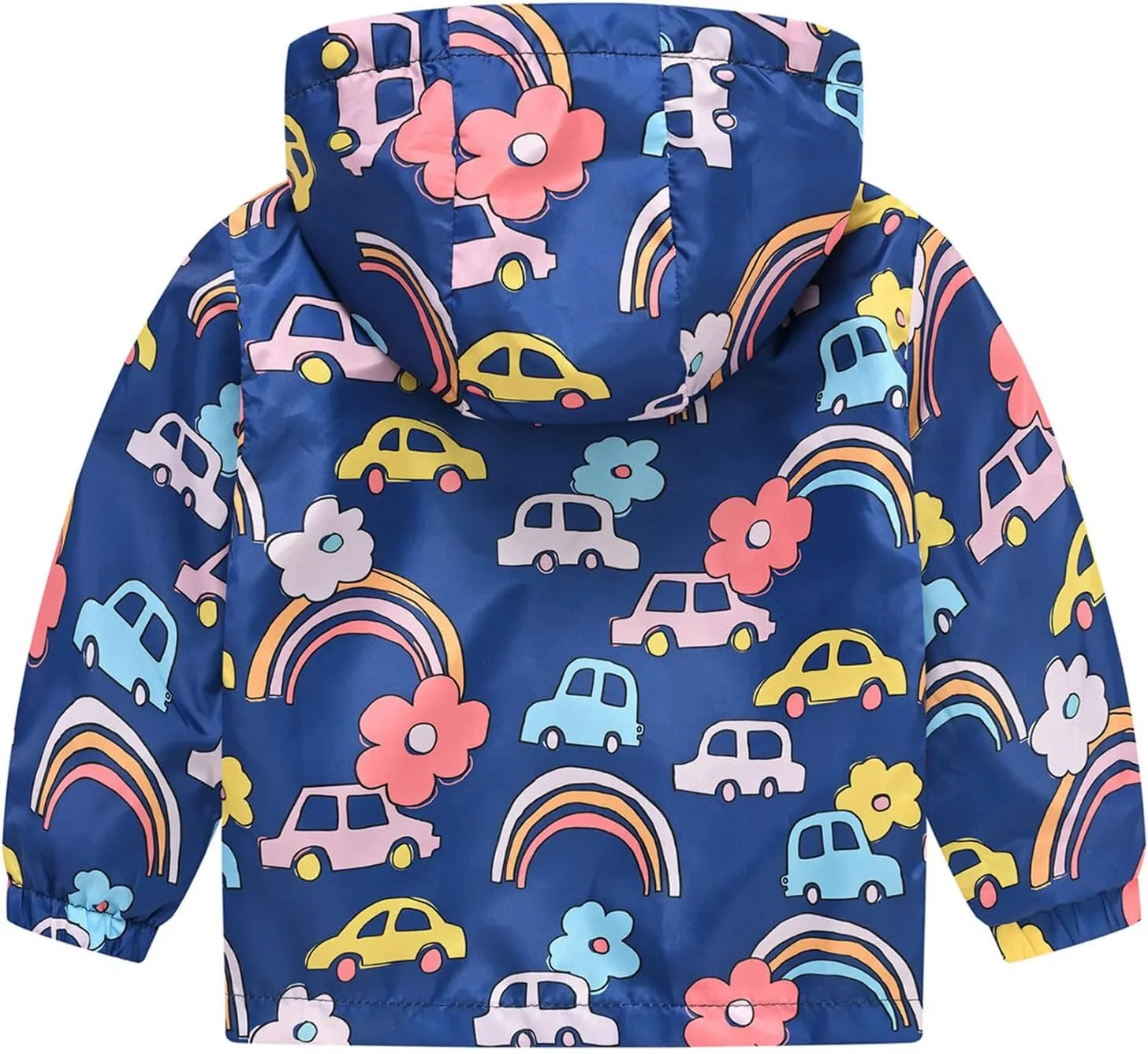 AUBIG Kids Lightweight Windbreaker Zipper Hooded Jackets Coat Long Sleeve Cartoon Print Trench Spring Fall Outerwear