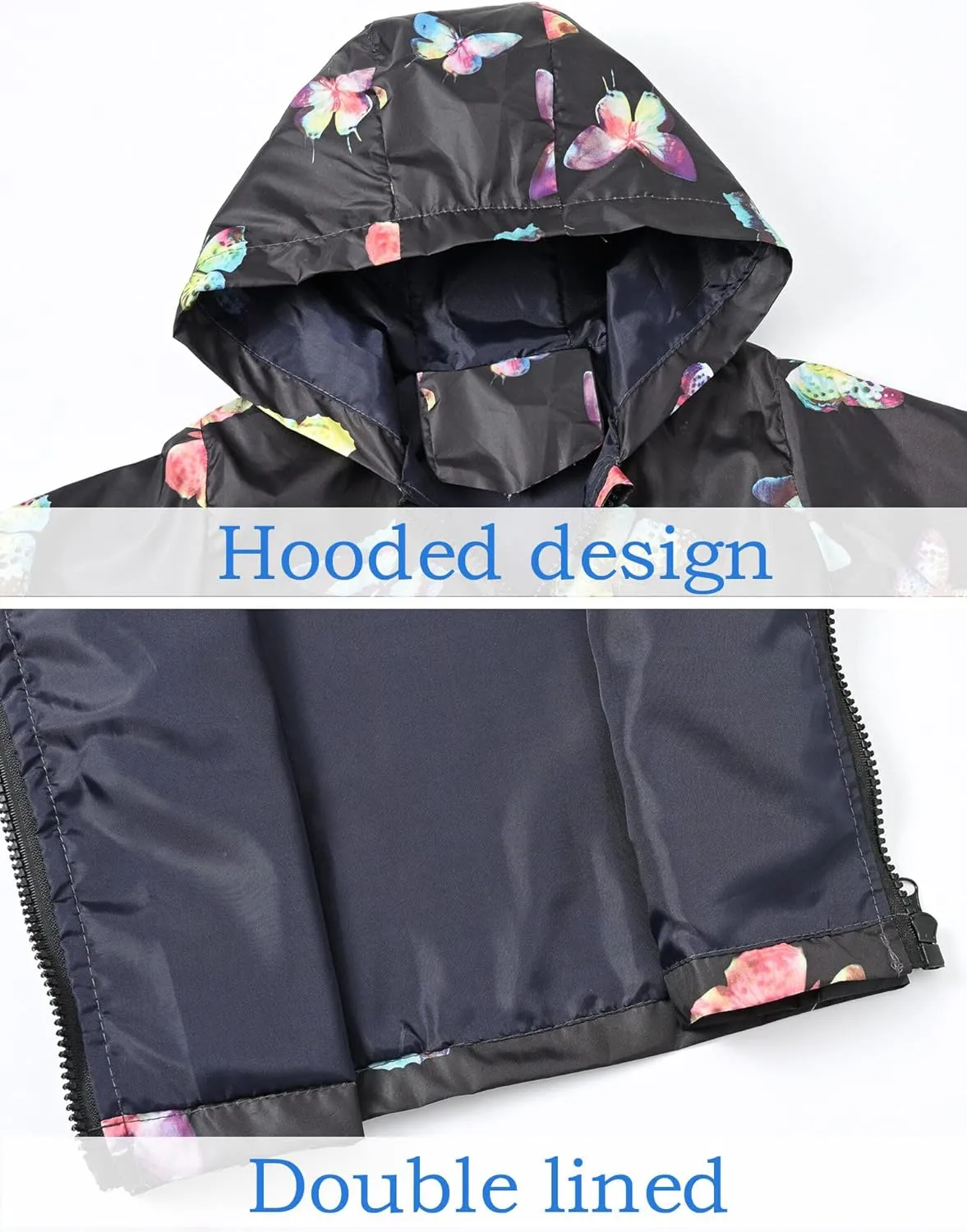 AUBIG Kids Lightweight Windbreaker Zipper Hooded Jackets Coat Long Sleeve Cartoon Print Trench Spring Fall Outerwear