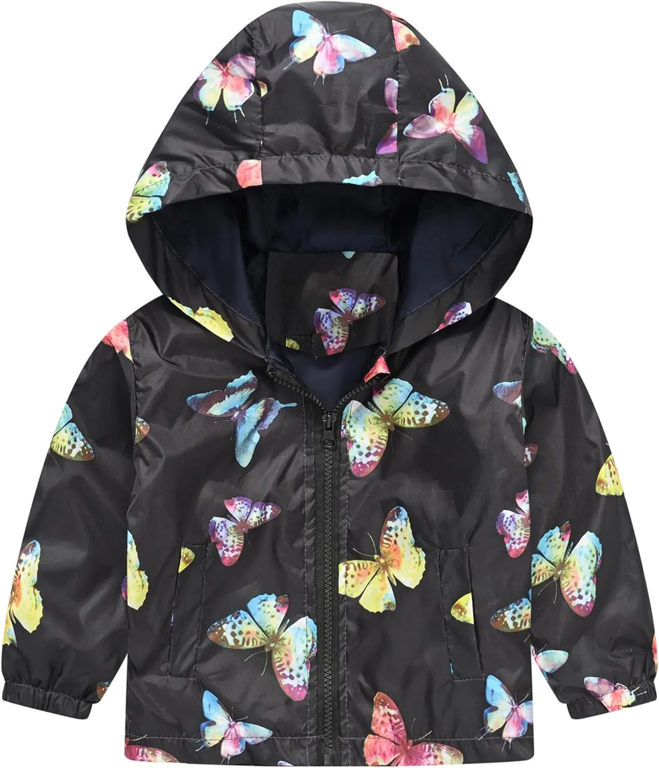 AUBIG Kids Lightweight Windbreaker Zipper Hooded Jackets Coat Long Sleeve Cartoon Print Trench Spring Fall Outerwear