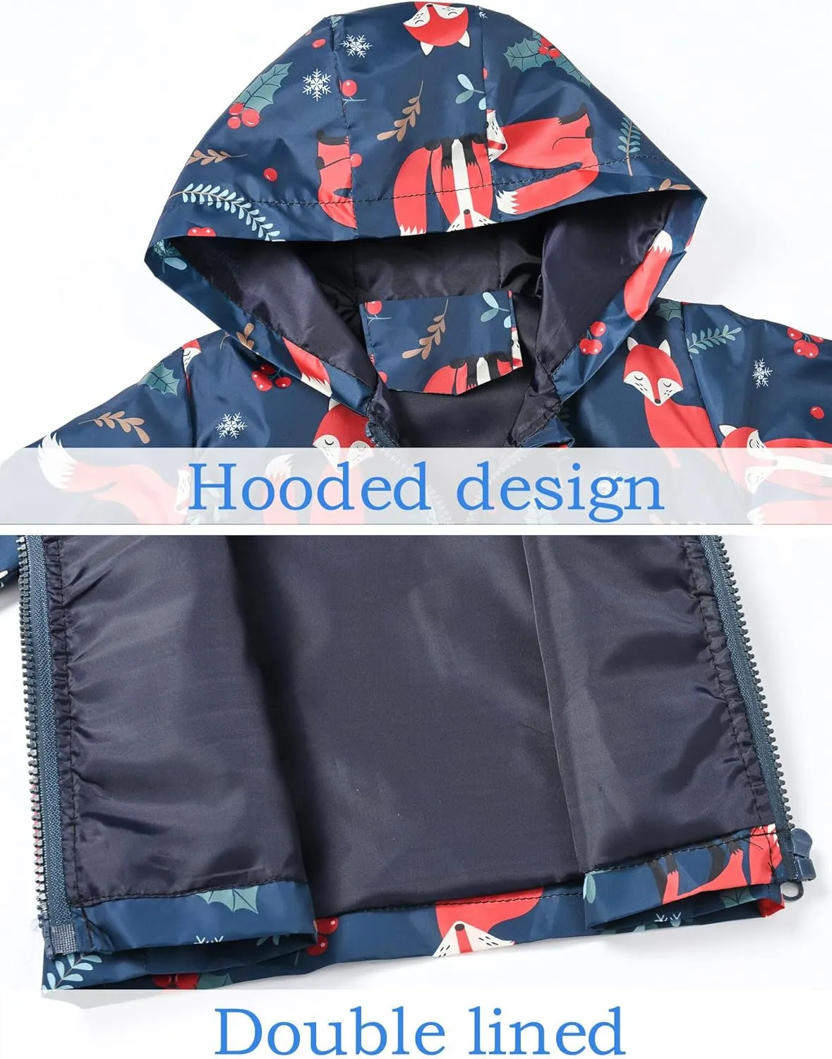 AUBIG Kids Lightweight Windbreaker Zipper Hooded Jackets Coat Long Sleeve Cartoon Print Trench Spring Fall Outerwear