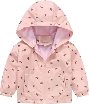 Baby Girls Jackets with Hood Windbreakers Windproof Raincoat Spring Outwear Coat Zipper Up Trench Outerwear