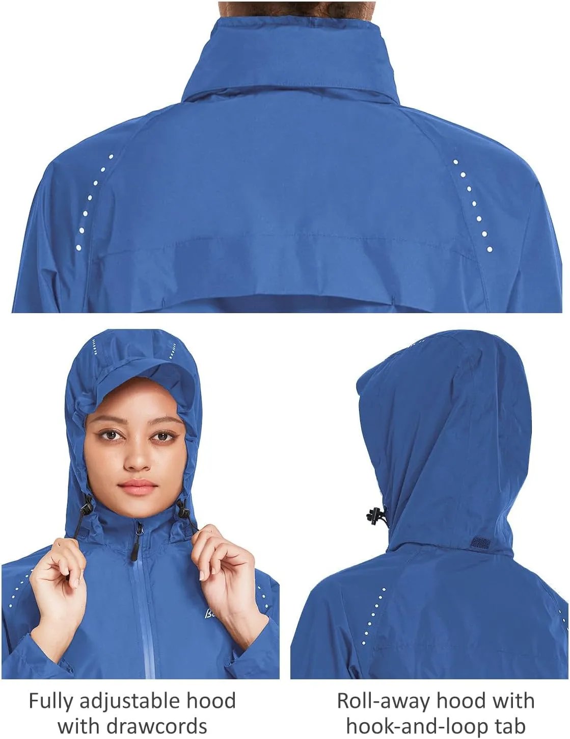 baleaf Women's Rain Jackets Waterproof Windbreaker Packable Running Lightweight Cycling Jacket Reflective Hooded