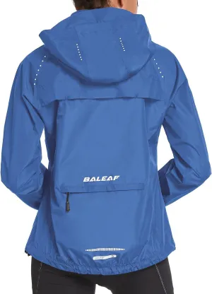 baleaf Women's Rain Jackets Waterproof Windbreaker Packable Running Lightweight Cycling Jacket Reflective Hooded