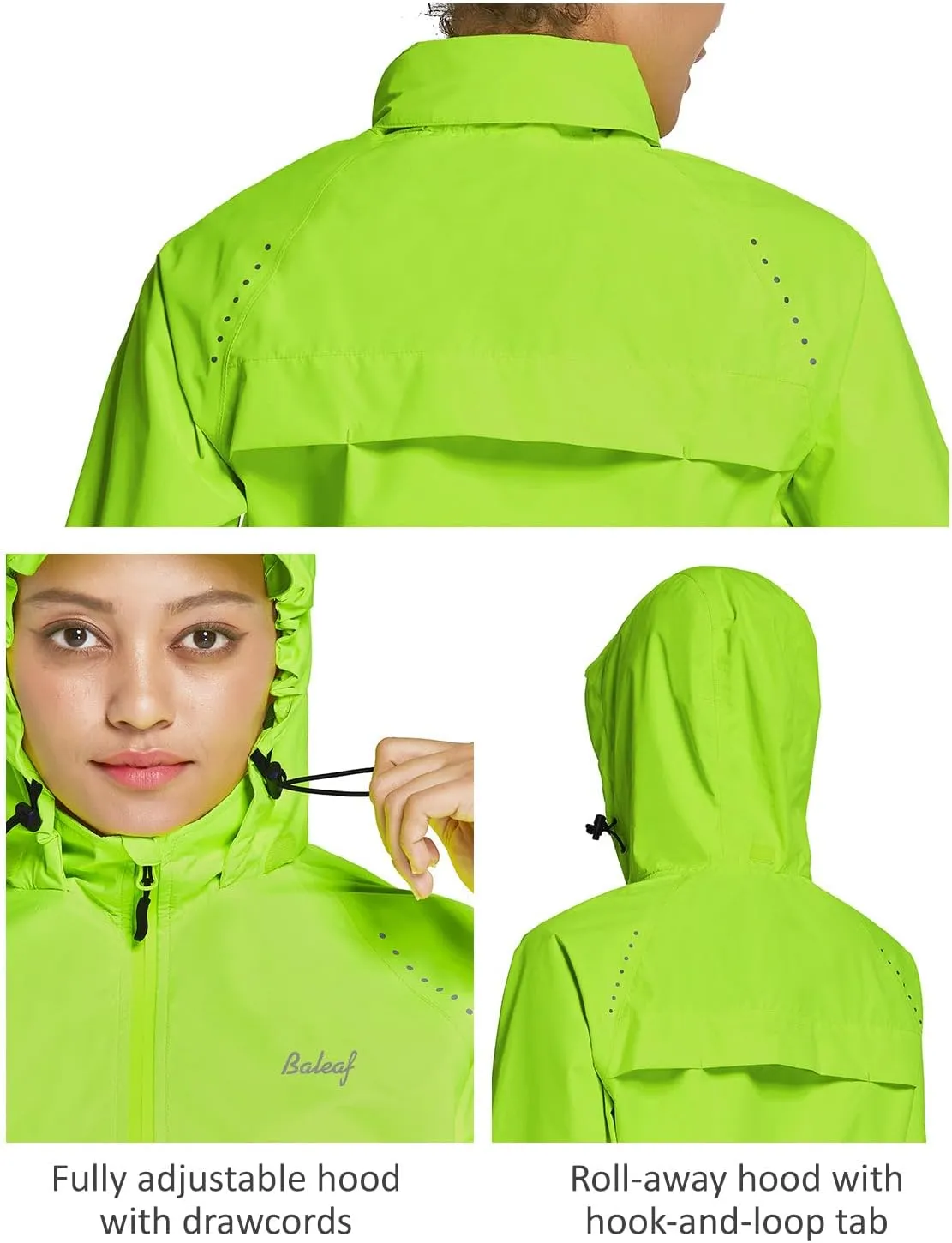 baleaf Women's Rain Jackets Waterproof Windbreaker Packable Running Lightweight Cycling Jacket Reflective Hooded