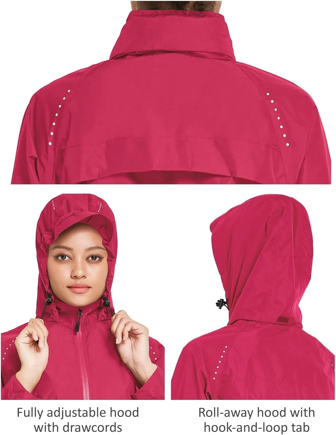 baleaf Women's Rain Jackets Waterproof Windbreaker Packable Running Lightweight Cycling Jacket Reflective Hooded