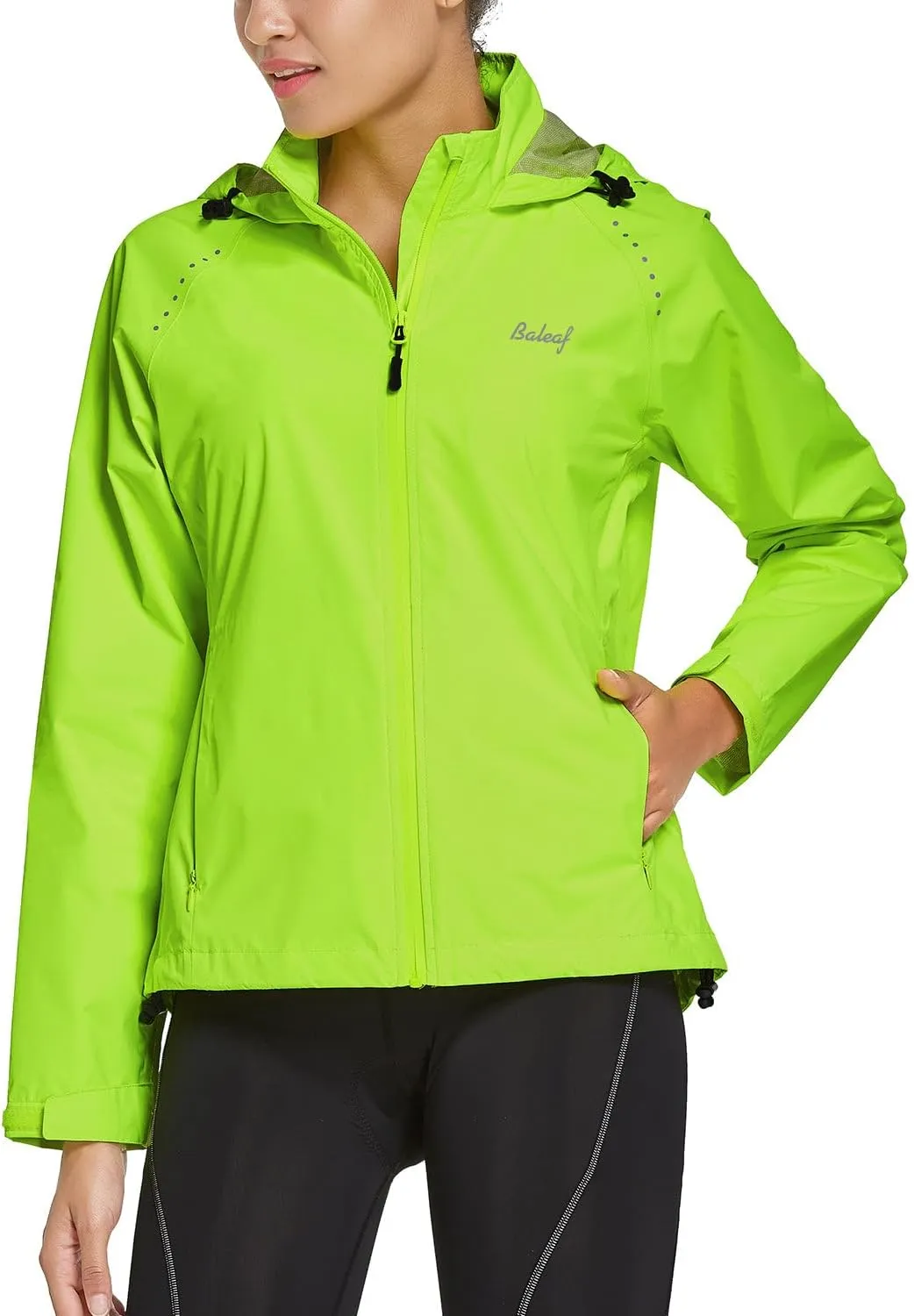 baleaf Women's Rain Jackets Waterproof Windbreaker Packable Running Lightweight Cycling Jacket Reflective Hooded