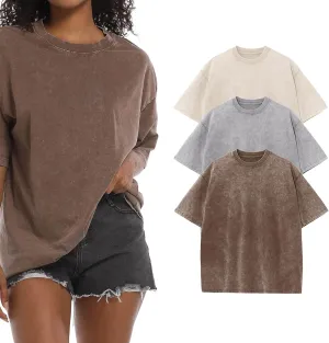 BINTEHGS Oversized Grunge Vintage t Shirts for Women Short Sleeve Cotton Casual Baggy Tees Teens Trendy Crew Neck Loose Tops