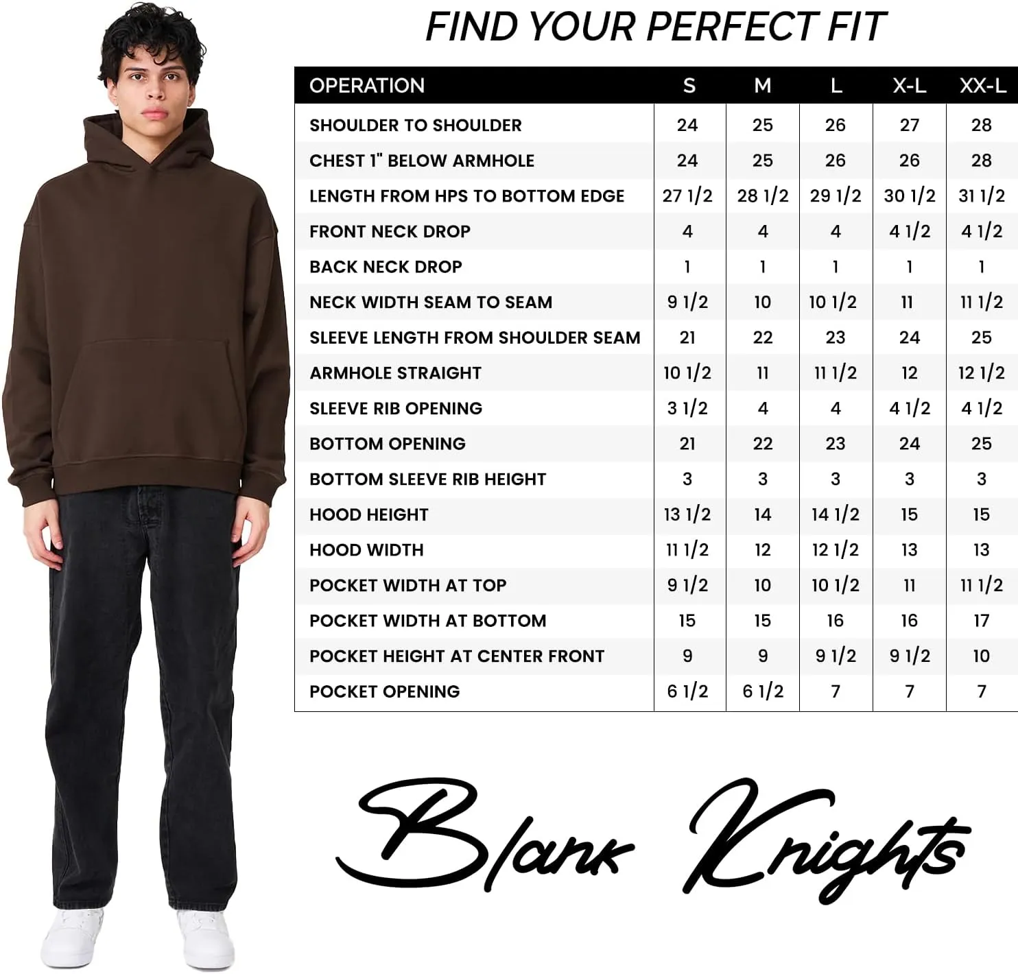 Blank Knights Sweatshirts for Men Premium Fleece Heavyweight Hoodie Sweatshirts - Oversized Hoodies for Men