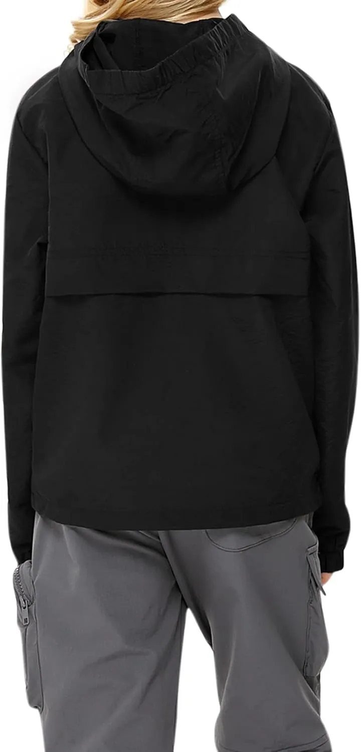 Boys Girls Packable Rain Jacket Lightweight Waterproof Hooded Raincoats Windproof Size 3-12Y