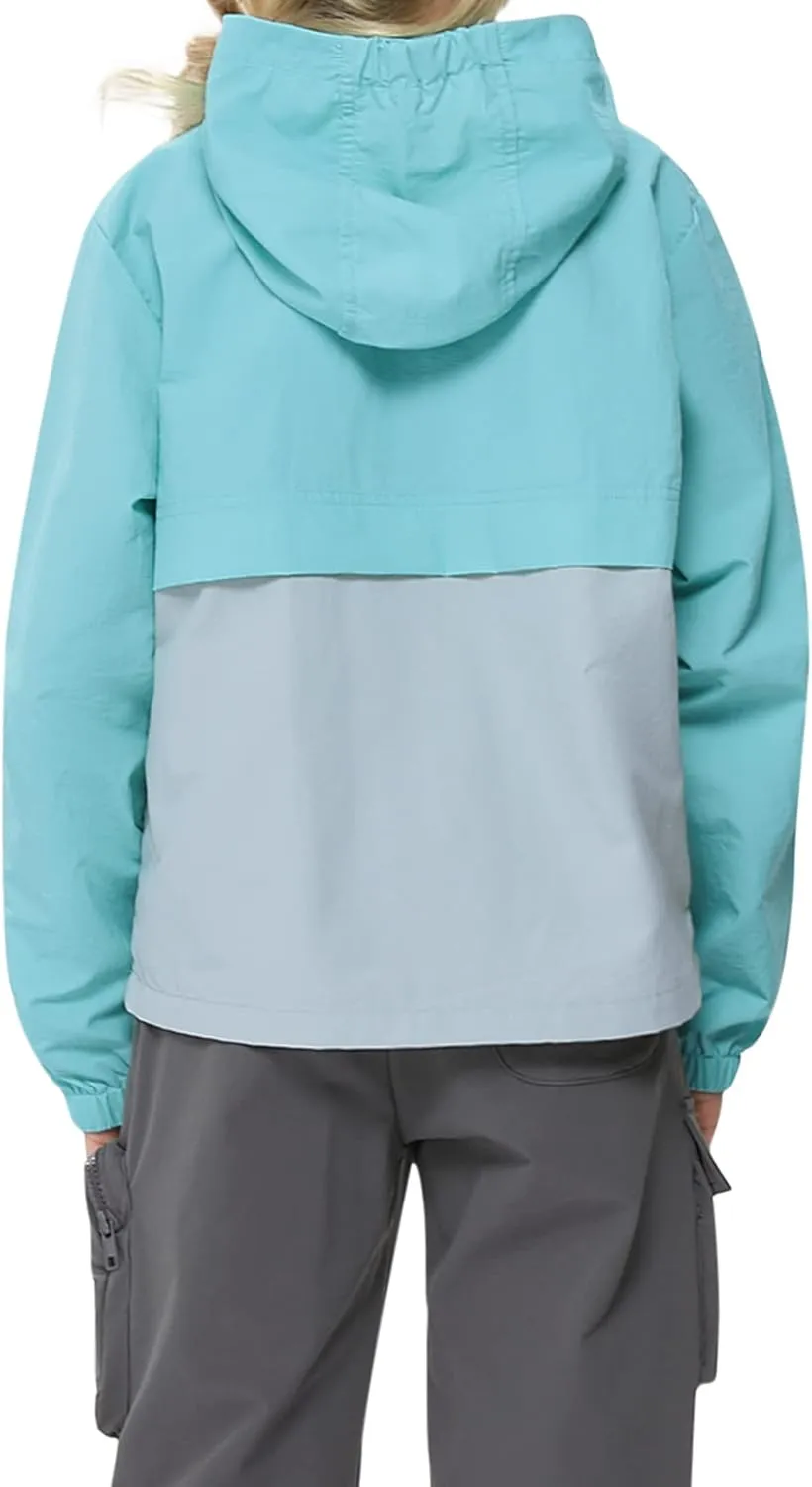 Boys Girls Packable Rain Jacket Lightweight Waterproof Hooded Raincoats Windproof Size 3-12Y