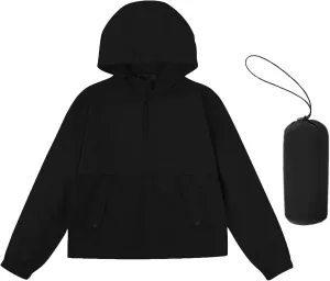 Boys Girls Packable Rain Jacket Lightweight Waterproof Hooded Raincoats Windproof Size 3-12Y