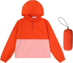 Boys Girls Packable Rain Jacket Lightweight Waterproof Hooded Raincoats Windproof Size 3-12Y