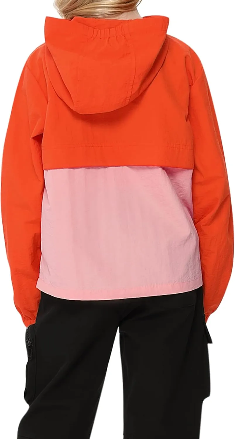Boys Girls Packable Rain Jacket Lightweight Waterproof Hooded Raincoats Windproof Size 3-12Y