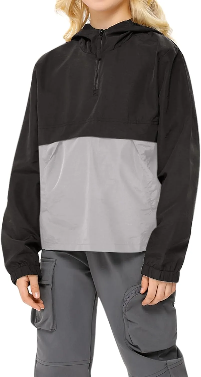 Boys Girls Packable Rain Jacket Lightweight Waterproof Hooded Raincoats Windproof Size 3-12Y