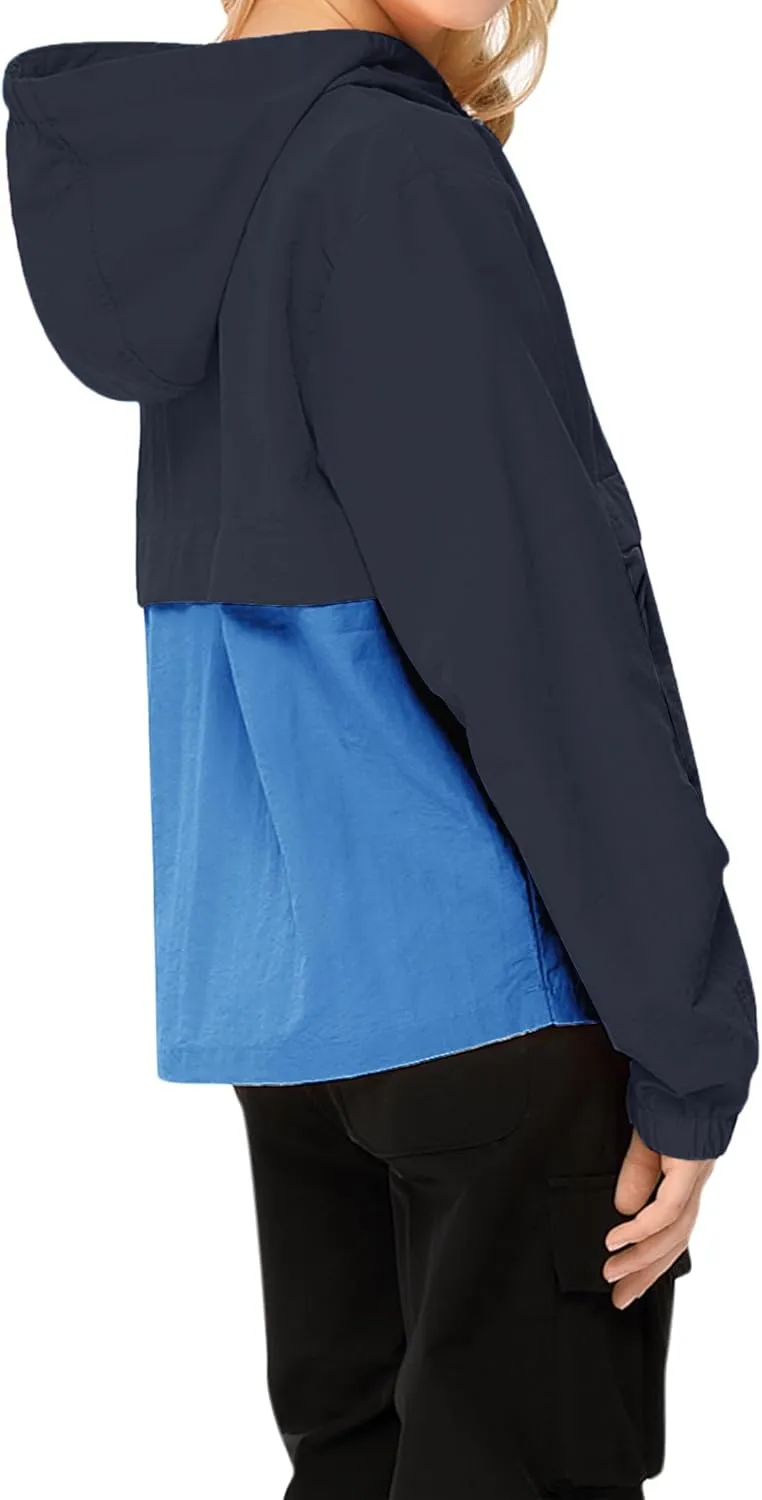 Boys Girls Packable Rain Jacket Lightweight Waterproof Hooded Raincoats Windproof Size 3-12Y
