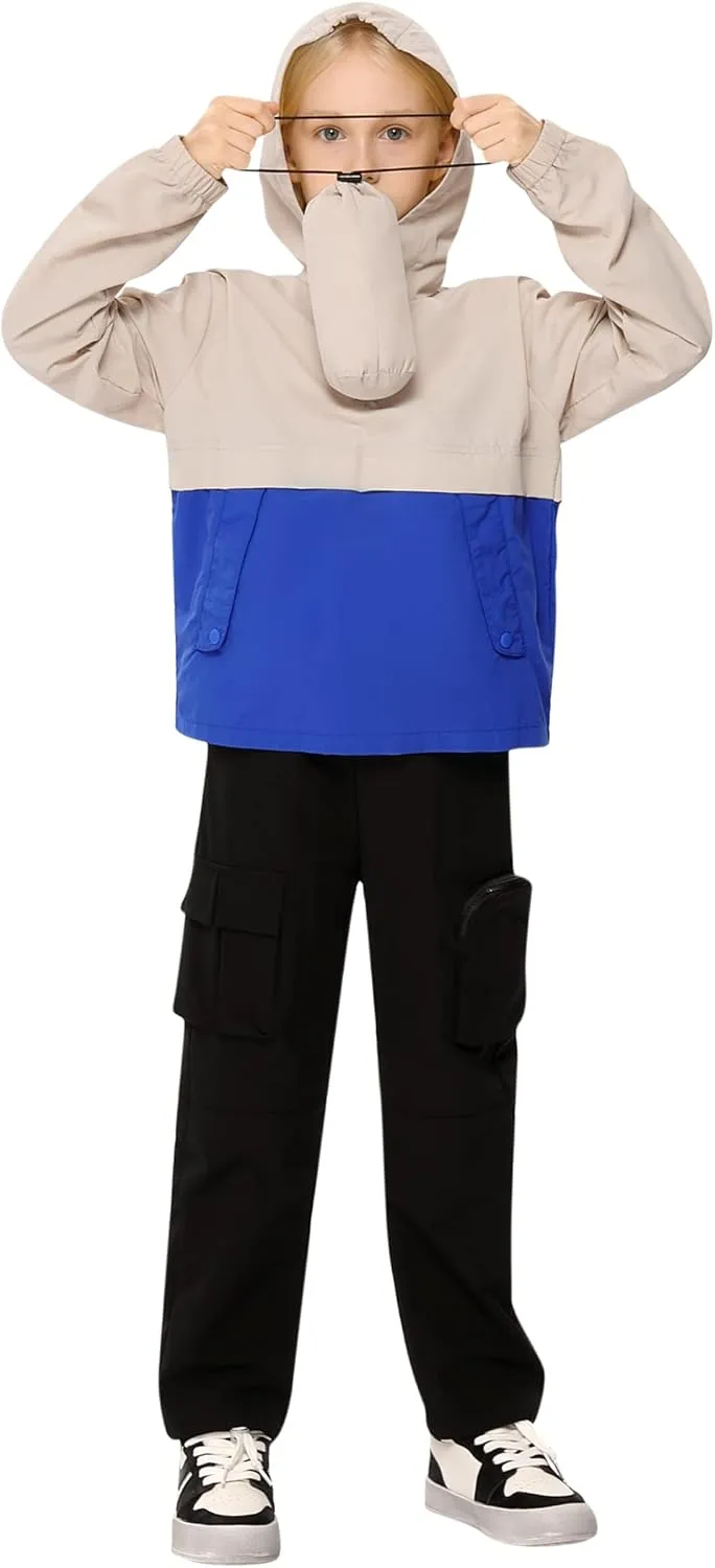 Boys Girls Packable Rain Jacket Lightweight Waterproof Hooded Raincoats Windproof Size 3-12Y