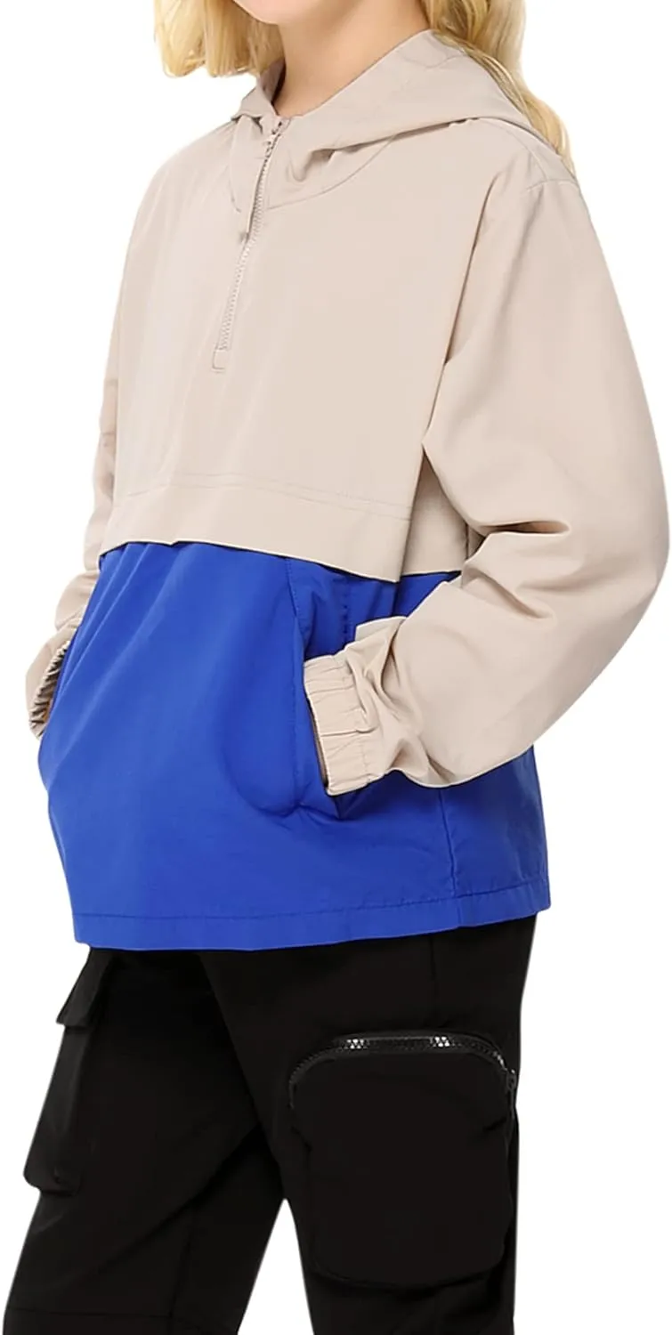 Boys Girls Packable Rain Jacket Lightweight Waterproof Hooded Raincoats Windproof Size 3-12Y