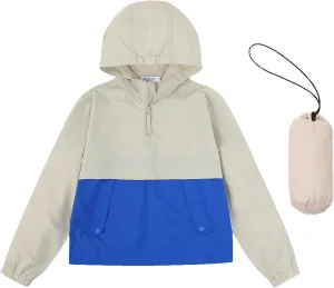 Boys Girls Packable Rain Jacket Lightweight Waterproof Hooded Raincoats Windproof Size 3-12Y