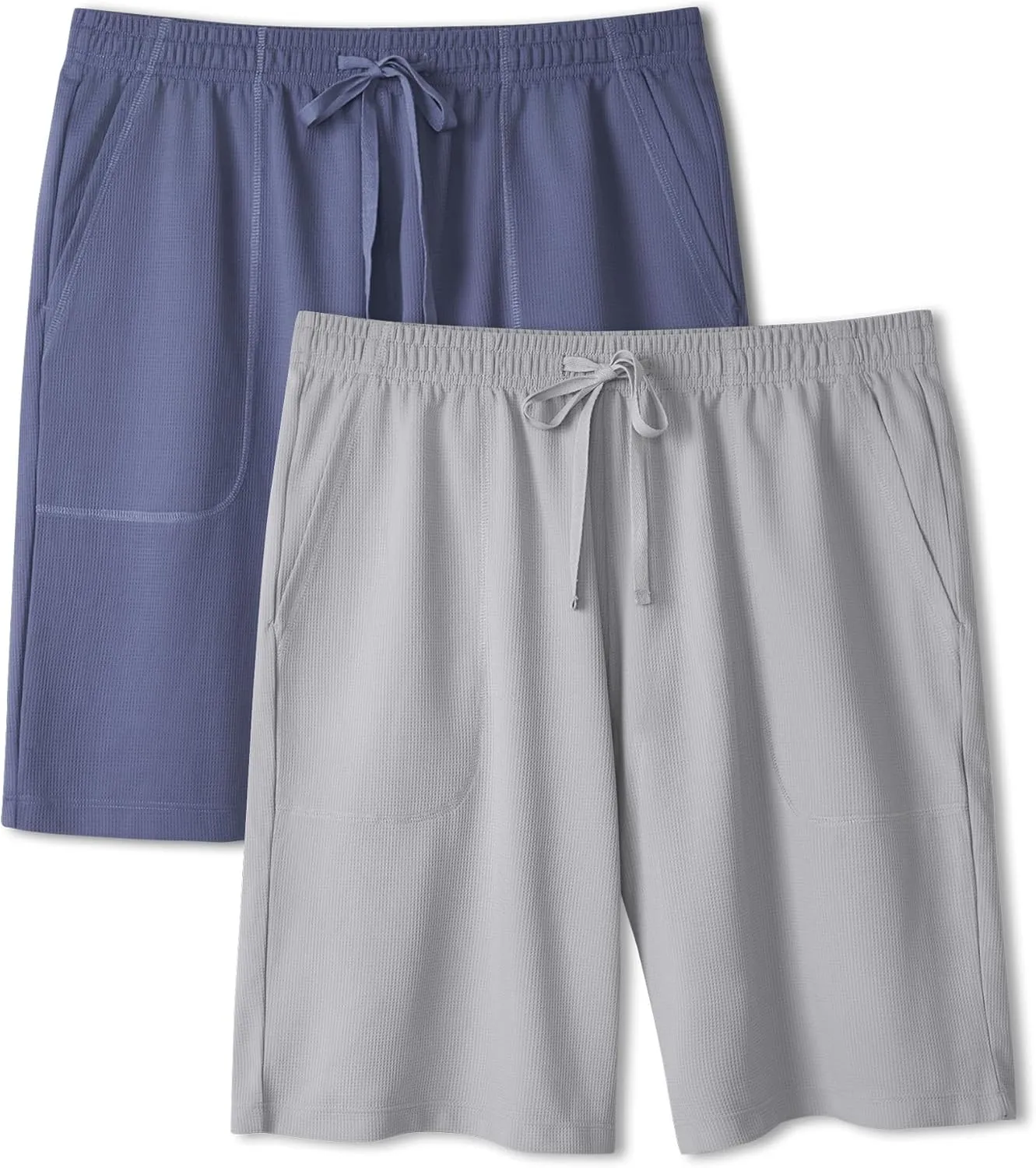 DAVID ARCHY Mens Pajama Shorts Sleep Pants Quick Dry Lounge Soft Comfy Lightweight Waffle Pj Bottoms Shorts for Men 2 Pack