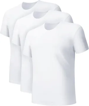 DAVID ARCHY Men's Undershirts Micro Modal Ultra Soft T-Shirts Stretch Moisture-Wicking Crewneck/V-Neck Tees for Men, 3-Pack