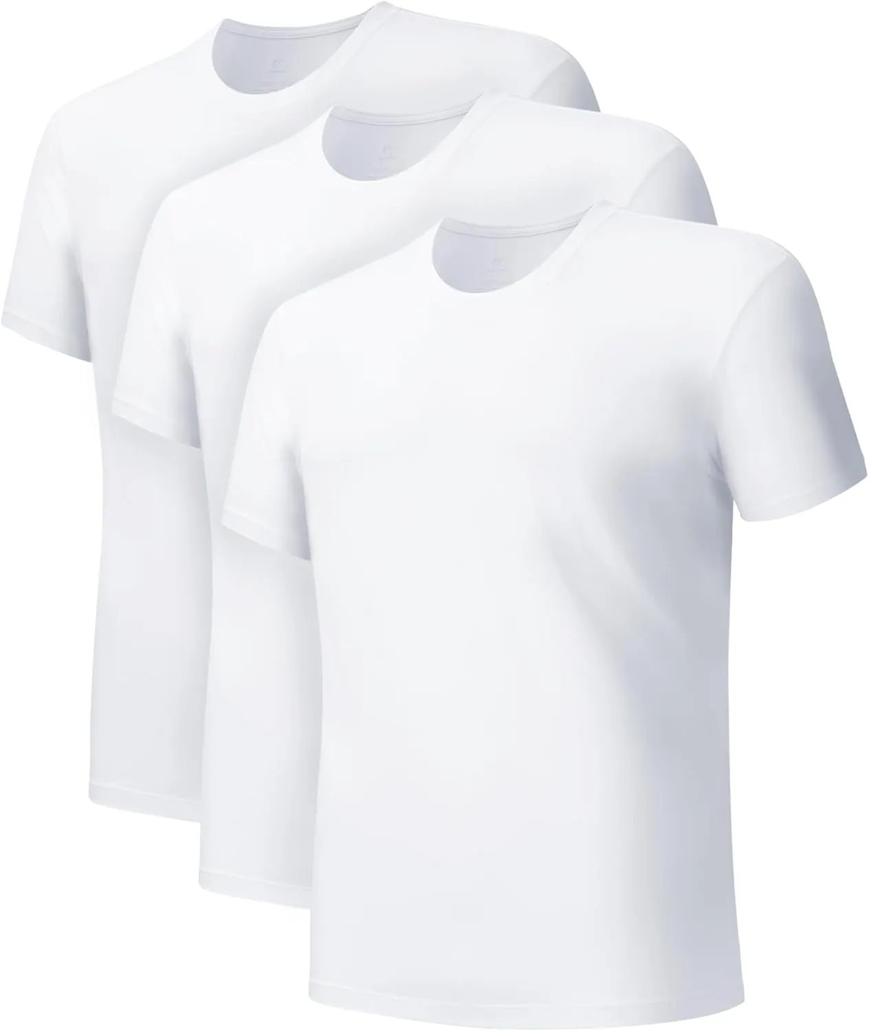 DAVID ARCHY Men's Undershirts Micro Modal Ultra Soft T-Shirts Stretch Moisture-Wicking Crewneck/V-Neck Tees for Men, 3-Pack