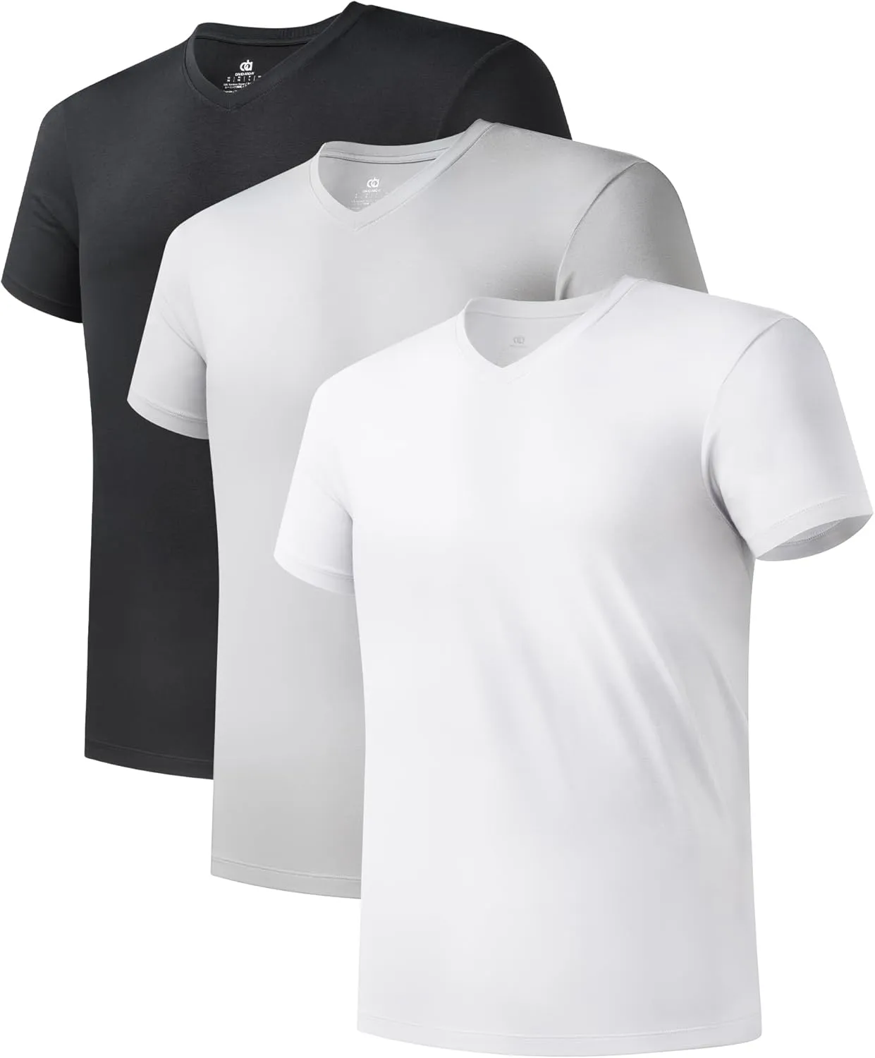 DAVID ARCHY Men's Undershirts Micro Modal Ultra Soft T-Shirts Stretch Moisture-Wicking Crewneck/V-Neck Tees for Men, 3-Pack