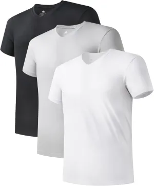 DAVID ARCHY Men's Undershirts Micro Modal Ultra Soft T-Shirts Stretch Moisture-Wicking Crewneck/V-Neck Tees for Men, 3-Pack