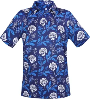 Fun Golf Shirts for Men- Mens Performance Dry-Fit Golf Polo  UPF 50  Sun Protection Funny Hawaiian Print Short Sleeve Shirt