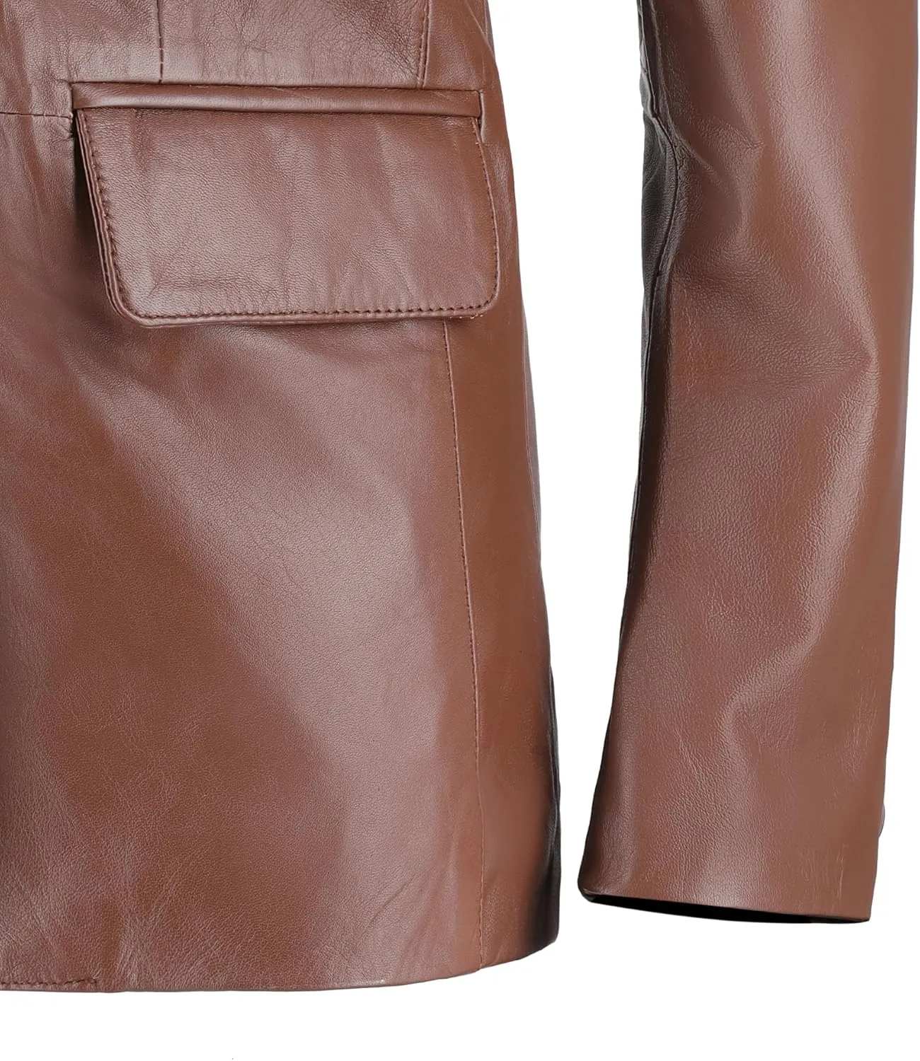Genuine Soft Leather Blazer Women, Classic 2-Button Design, Casual Suit Style Real Lambskin Leather Jacket