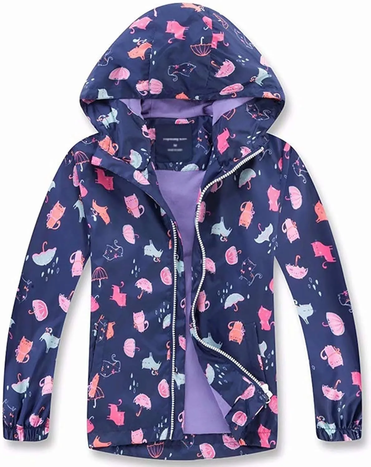 Girls Boys Rain Jackets Lightweight Waterproof Raincoat Outdoor Hooded Breathable Windbreakers for Kids