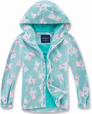 Girls Boys Rain Jackets Lightweight Waterproof Raincoat Outdoor Hooded Breathable Windbreakers for Kids