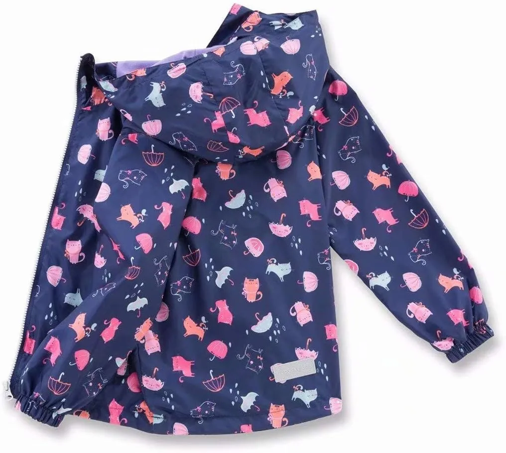 Girls Boys Rain Jackets Lightweight Waterproof Raincoat Outdoor Hooded Breathable Windbreakers for Kids
