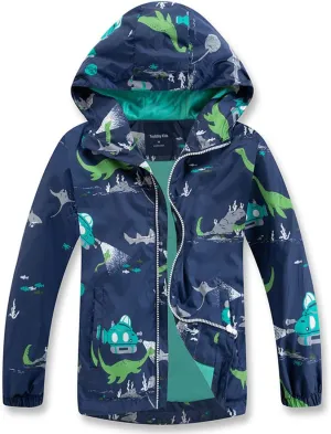 Girls Boys Rain Jackets Lightweight Waterproof Raincoat Outdoor Hooded Breathable Windbreakers for Kids