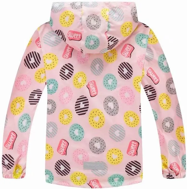 Girls Boys Rain Jackets Lightweight Waterproof Raincoat Outdoor Hooded Breathable Windbreakers for Kids