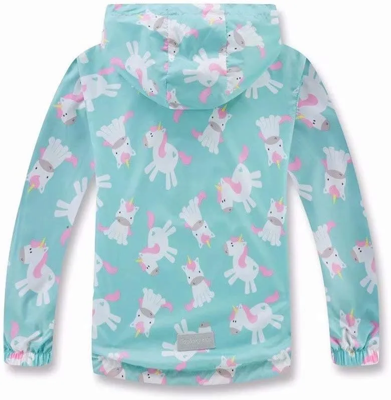 Girls Boys Rain Jackets Lightweight Waterproof Raincoat Outdoor Hooded Breathable Windbreakers for Kids