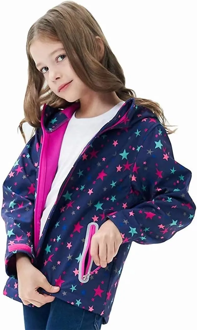 Girls Boys Rain Jackets Lightweight Waterproof Raincoat Outdoor Hooded Breathable Windbreakers for Kids