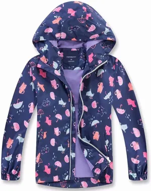 Girls Boys Rain Jackets Lightweight Waterproof Raincoat Outdoor Hooded Breathable Windbreakers for Kids
