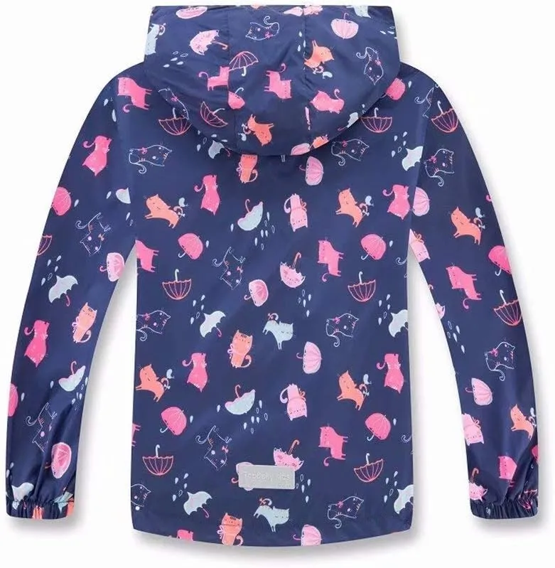 Girls Boys Rain Jackets Lightweight Waterproof Raincoat Outdoor Hooded Breathable Windbreakers for Kids