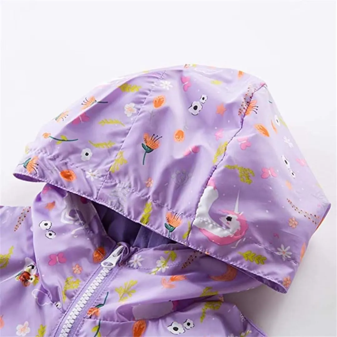 Girls Boys Rain Jackets Lightweight Waterproof Raincoat Outdoor Hooded Breathable Windbreakers for Kids