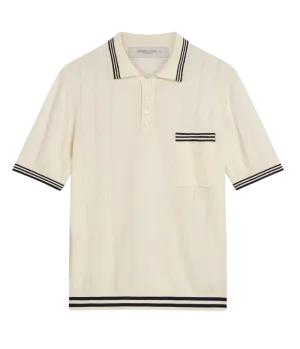 Golden M Short Sleeve Knit Polo Mick in Heritage White