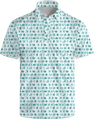 Golf Polo Shirts for Men Funny Print Short Sleeve Golf Shirts Performance Golf Polos