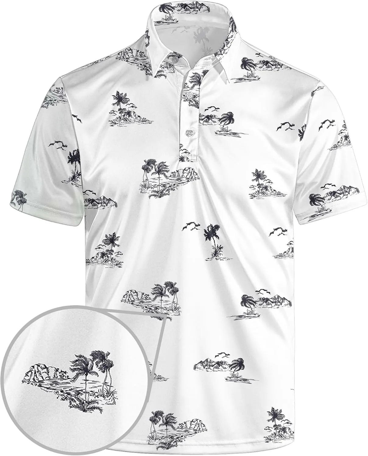 Golf Polo Shirts for Men Funny Print Short Sleeve Golf Shirts Performance Golf Polos