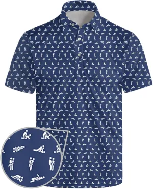Golf Polo Shirts for Men Funny Print Short Sleeve Golf Shirts Performance Golf Polos